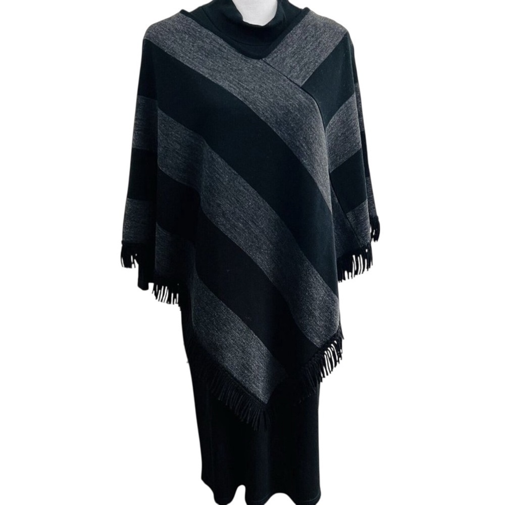 Kim Rogers Black Knit Plus Size 3X Dress with Poncho. NWT